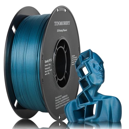 Image of TINMORRY Sparkly PETG Filament 1.75, Rapid PETG 3D Printer Filament, Compatible with Bambu FDM 3D Printer, 1 KG 1 Spool, Sparkly Cyan