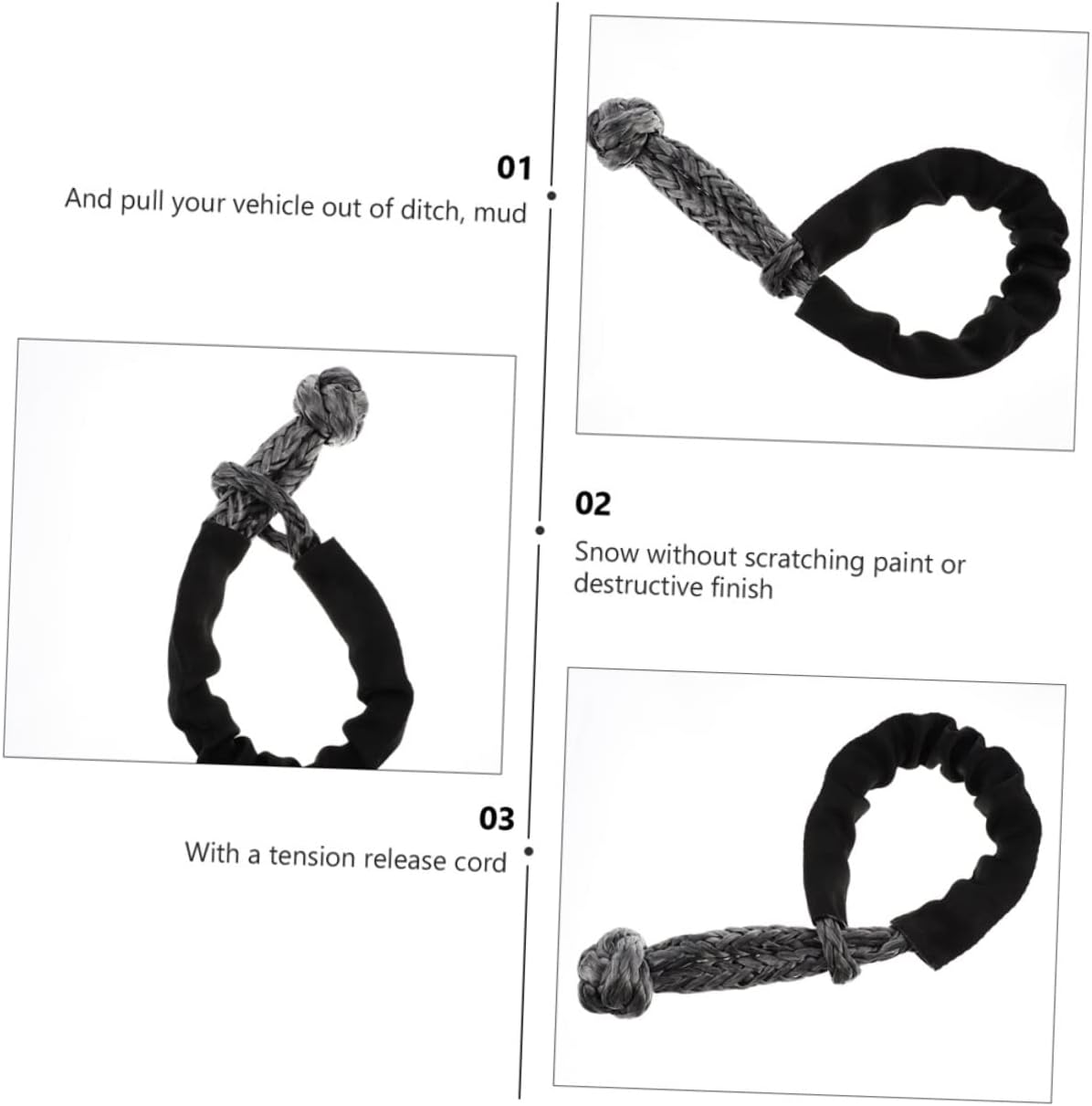 Car Flexible Shackles Winch Shackle Heavy Duty Rope Towing Recovery Straps for Trucks Synthetic Winch Cable Random Color