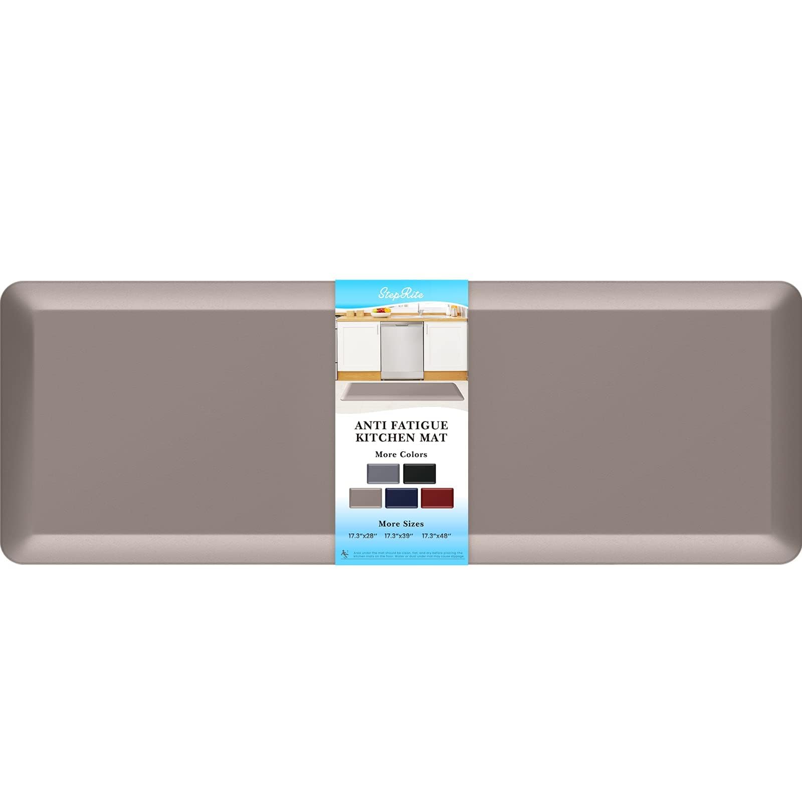 StepRite 4/5 Inch Thick Kitchen Mat Anti Fatigue Mat Kitchen Rugs Kitchen Decor Non-Slip, Stain & Water Resistant, Kitchen Mats Desk Mat for Kitchen, Office, Workshop, Khaki, 17'' x 47''