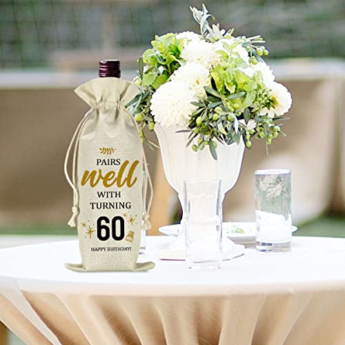 60Th Birthday Gift Ideas For Women Men, 60Th Sixtieth 60 Years Old Birthday Decorations Wine Bag, Happy 60Th Birthday, Pairs Well With Turning 60 Sixty #TOP5
