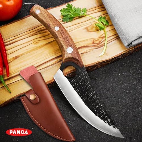 Image of PANCA Premium 8 Inch Chef's Knife - Ultra Sharp High Carbon German Stainless Steel Blade | Ergonomic Wooden Handle | Forged Knife for Meat, Vegetables & Home Kitchen