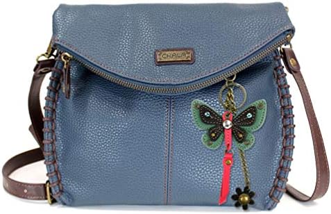 Charming Crossbody Shoulder Purse in PU Leather with Teal Butterf...