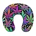 Neck Pillow for Kids Women Men, Memory Foam Nap Sleeping Pillow Compatible with Neon Weedleaf Trippy Leaves, Washable Airplanes/Car/Home Travel Neck Pillow with Breathable Polyester Cover
