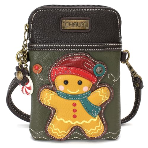 Image of CHALA Cell Phone Crossbody Purse-Women PU Leather /Canvas Multicolor Handbag with Adjustable Strap