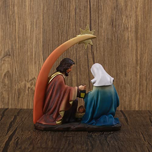 Lesenphants Holy Family Statue Christmas Nativity Set Jesus Mary Joseph Religious Figurine With Bethlehem Star Home Decoration Resin Ornament Gift. #TOP6