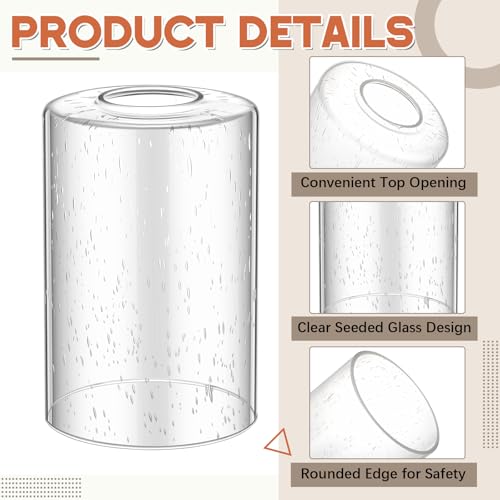Image of Teenyyou 8 Pcs Clear Bubble Seeded Glass Shade Replacements for Pendant Light Fixtures Glass Lamp Shade Cover, 1-5 /8 Inch Fitter E26 Base, 4 inchw x 6 inchh, Replacement Lamp Globe for Chandelier Wall Sconce