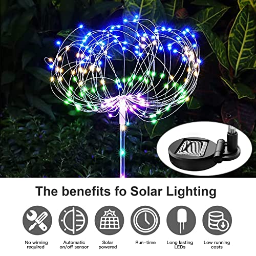 ZVO Luz Solar Fuegos Artificiales, 2pcs 120 LED Luces Solares al Aire Libre, 2 Modos Lámparas Solares Impermeable Decoración Solar Exterior para Camino de Jardin Patio Balcón (Multicolor) - imagen 6