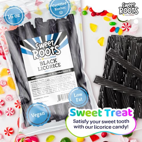 image for Happy Bites Sweet Roots Black Licorice Twists – 1 Bag (16 oz) – Ju