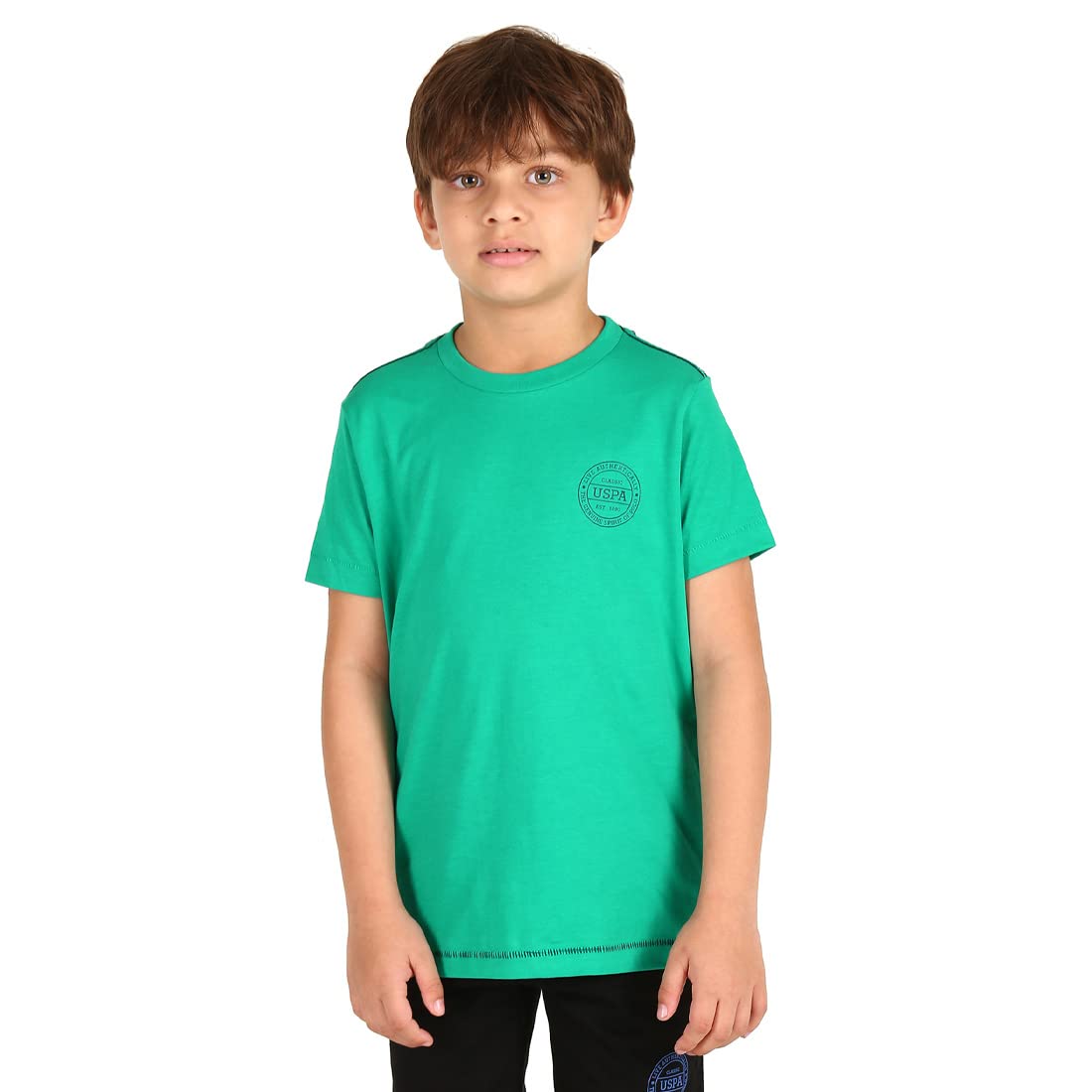 U.S. POLO ASSN.Boy's Ribbed Neck Cotton IKEA Regular Fit T-Shirt (Pack of 1)