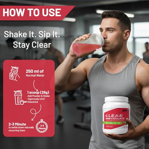 Image of Clear Whey Isolate 90% | 24g Protein Per Serving | 30 Servings | 0.5% Lactose, 1% Fat, 0 Sugar | Fast Absorbing, Zero Bloating, Easy to Digest | Fast Muscle Recovery (SPLASH WATERMELON)