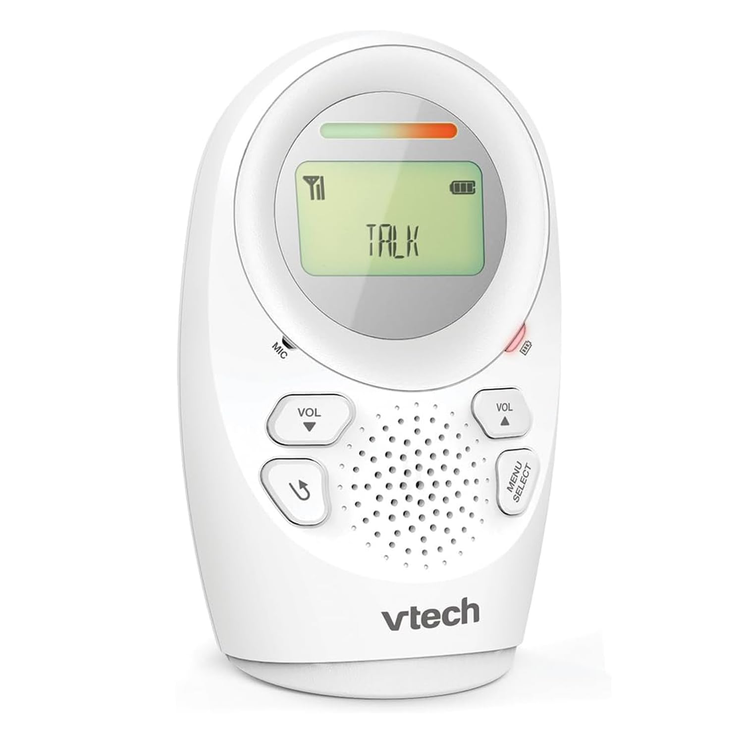 VTech BM1211 Monitor Audio per Bambini, trasmissione sonora chiara, lunga portata, controllo volume 5 livelli, luce notturna, funzione parlare, clip cintura