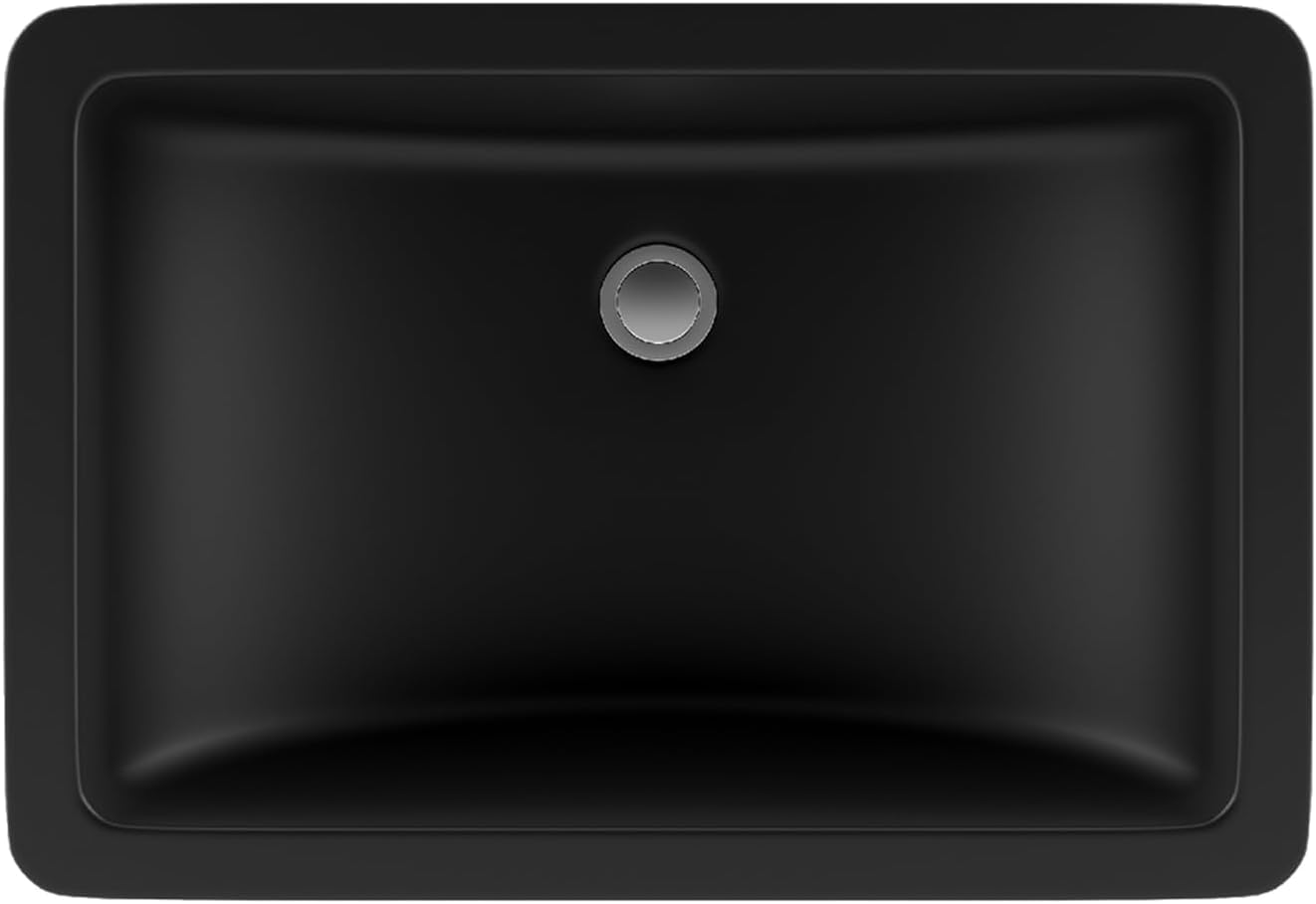 21" Granite Composite Undermount Bathroom Sink, Quartz Bathroom Sinks, Rectangle Bathroom Vanity Sink, Drop In Basin Sink, Galaxy Black Bathroom Sink, Lexicon Platinum LP-V214-K