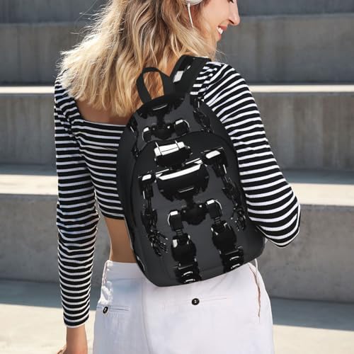 Sac à dos de randonnée léger avec imprimé robot noir et bretelles confortables