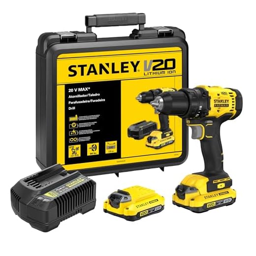 STANLEY Parafusadeira e Furadeira 13mm 20V SCD701D2K 2 Baterias 1 Carregador e Maleta