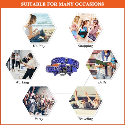 Skull Rhinestone Belt for Men Women, Studded Sparkly Diamond Waist Strap Hip hop Punk PU Leather Belts4