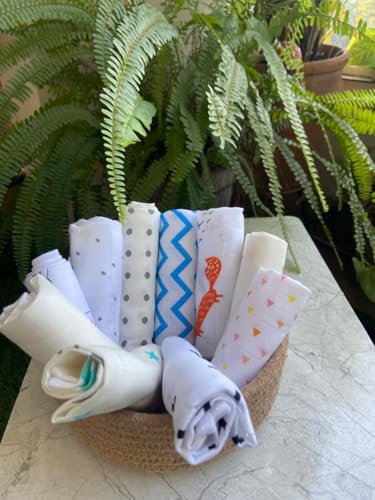 Image of Pack of 10-100% Pure Muslin Cotton Baby Napkin - 10 Baby Towel with Size 29x29 cm Baby Washcloths