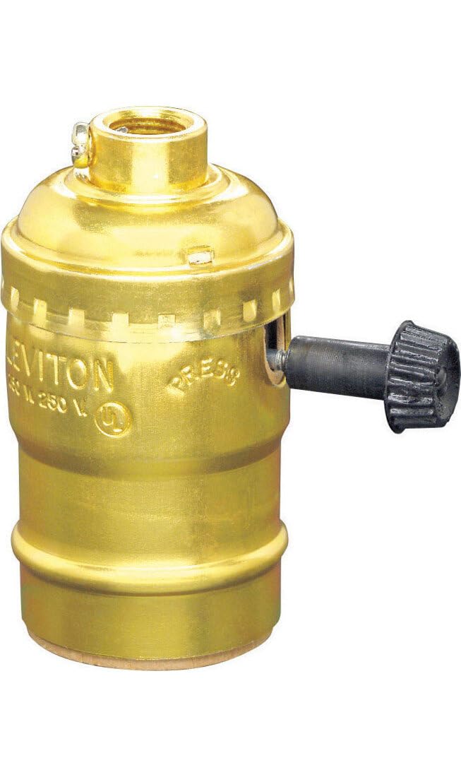 Leviton Electrolier 1-Circuit Lamp Holder, 250 W, Incandescent, Medium, No Size, Brass, 10083-16