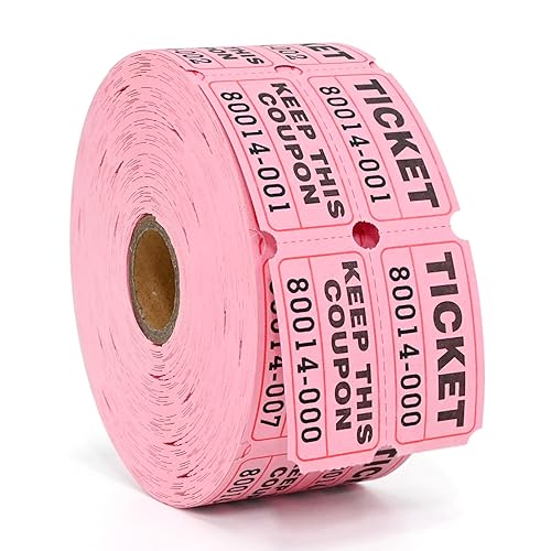 L LIKED Raffle Tickets Double Rolls 1000 Per Roll 50/50 Raffle Tickets for Events,Carnivals, Entry, Class Reward, Prizes(Pink)