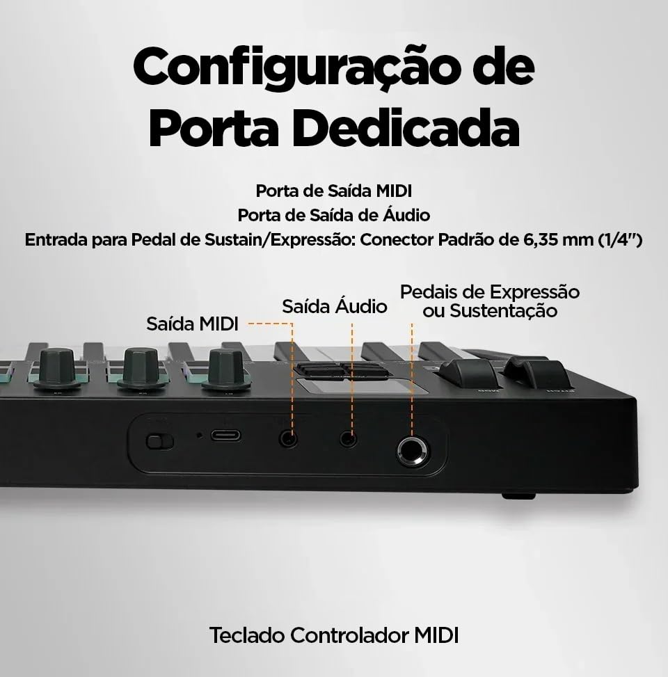 ANVAR M-VAVE Teclado MIDI SMK-37 PRO 37 Teclas Sensíveis com