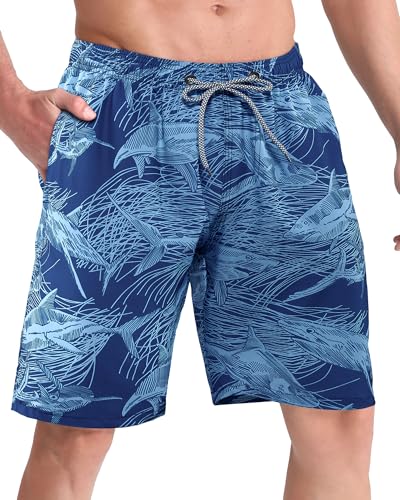Image of BOJIN Mens Swim Trunks 9 inch Quick Dry Stretch Swim Shorts Mesh Lining Bathing Suits Swimwear Beach Shorts with Pockets