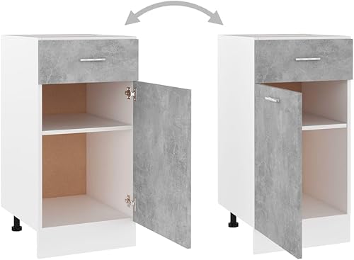 Miniatura 6 de Gabinete inferior de cajón gris hormigón de 15.7 x 18.1 x 32.1 pulgadas, madera de ingeniería, armario alto montado en la pared, Gabinetes para