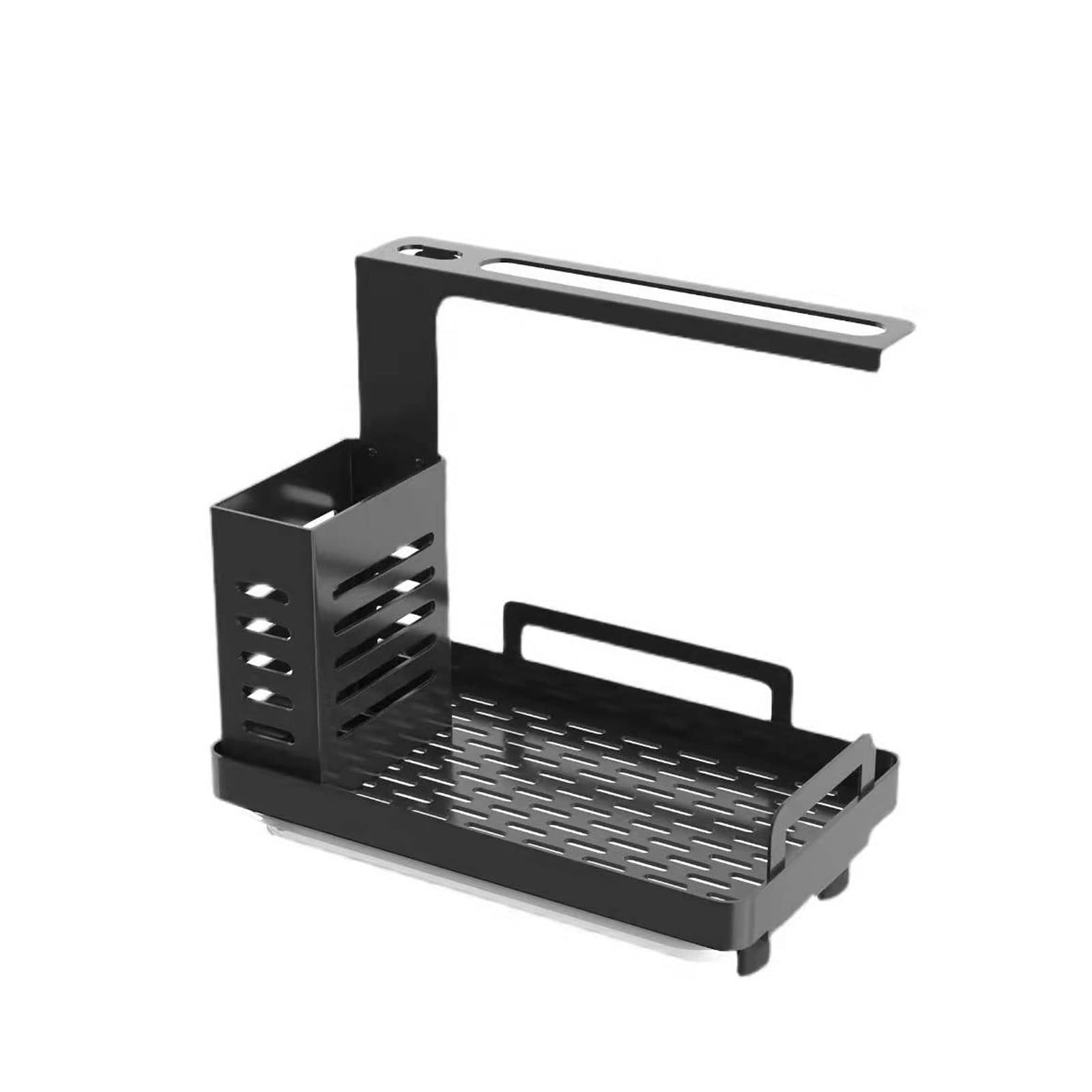 Storage Containers Stainless Steel Kitchen Sink Caddy Organizer Punch-Free Sponger Soap Brush Holder with Drain Pan Premium Kitchen