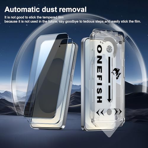 Image of OneFish Privacy Screen Protector Designed Compatible with Samsung Galaxy S25 Plus / S25+ (6.7 inch), 9H Tempered Glass, Scratch Resistant Bubble Free, Easy Installation, Auto Dust-Elimination 2 Pack