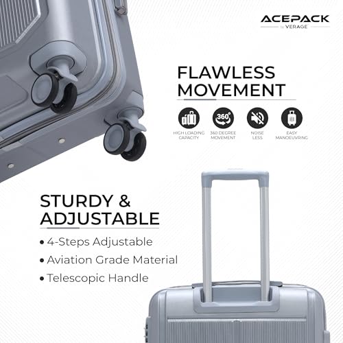 Image of ACEPACK by Verage Megatron Hard Side Polypropylene Luggage Small Cabin 41L | Lightweight Unbreakable Suitcase Set with 360 Silent Spinner Wheels, Number Lock & Telescopic Handle