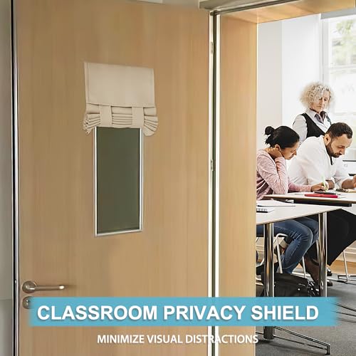 Image of RYB HOME Classroom Door Window Cover, Blackout Shades for Classroom Windows and Doors Cover Lockdown Shades, Room Darkening Design Blocks Views, W 12 x L 30, 1 Panel, Biscotti Beige