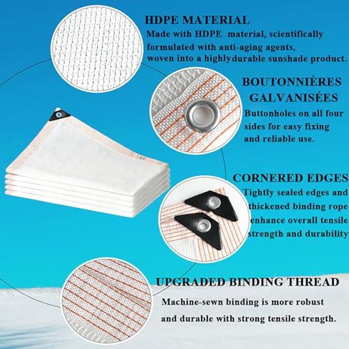 Toldo transpirable protector solar blanco tipo vela para jardín 5
