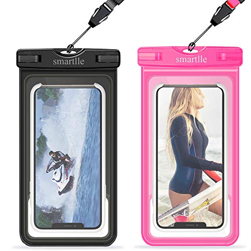 Schwimmende wasserdichte Handytasche, verbesserte universelle wasserdichte Tasche/Hülle, Dry Bag für iPhone XS Max/XR/XS/X/8 Plus/8/7/6S Plus, bis zu 17.6 cm, 2 Stück Cover