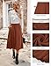 Kate Kasin Women's Long Brown Pleated Midi Skirt Fall Winter 2025 High Waisted Knee Length Flowy A Line Skirts with Pockets