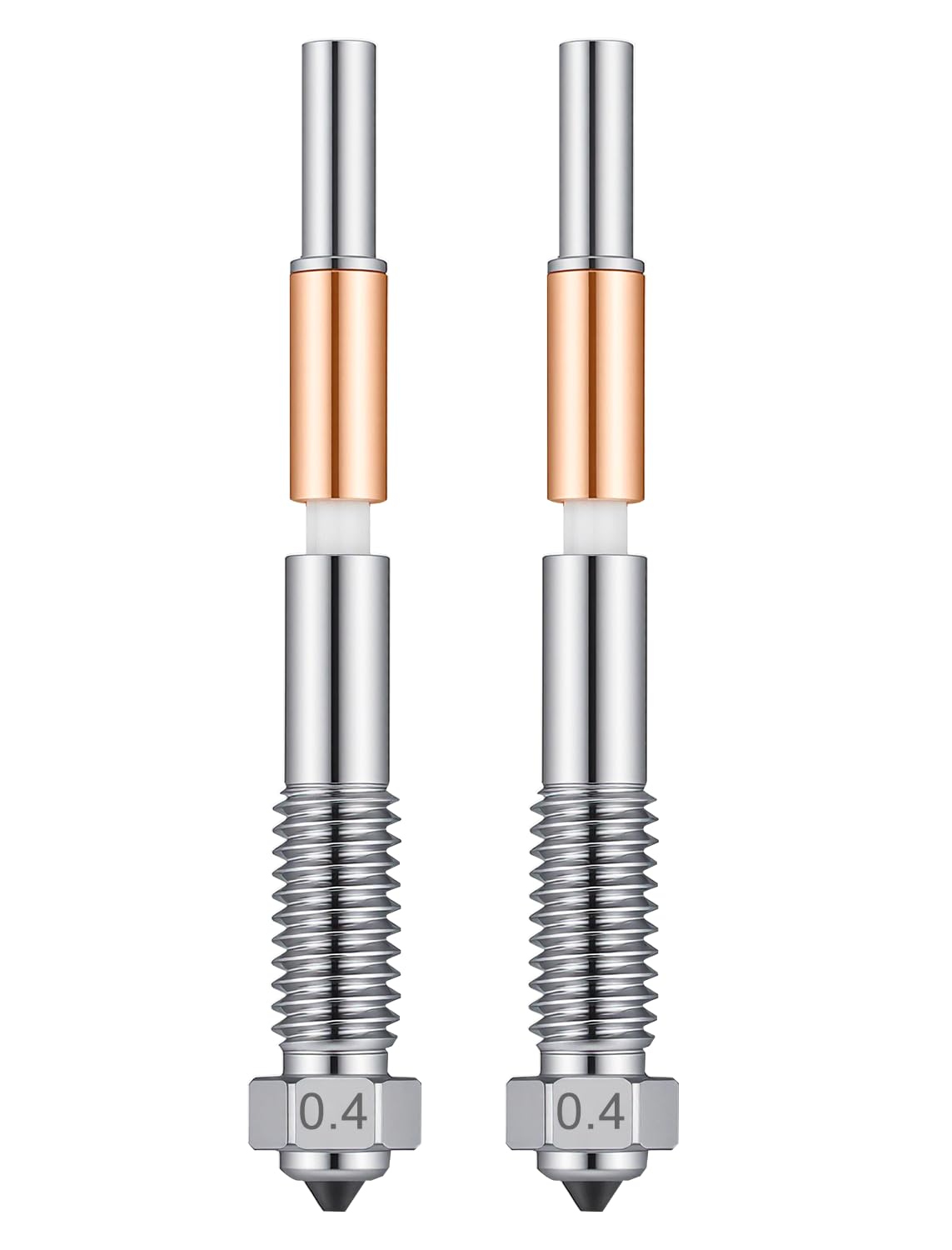0.4mm Q2 Bimetal Nozzle for QIDI Q2 3D Printer, Copper Alloy Body with Hardened Steel Tip, High-Temperature 370°C Hotend Replacement, Superior for PLA, PETG, ABS, ASA, PC, PA-CF Filaments(2 Packs)