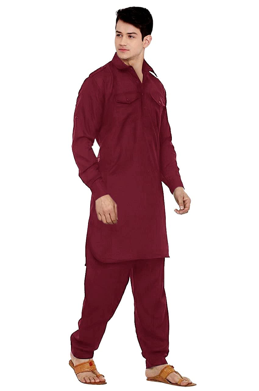 Men's Cotton Blend Pathani Suit-image-22