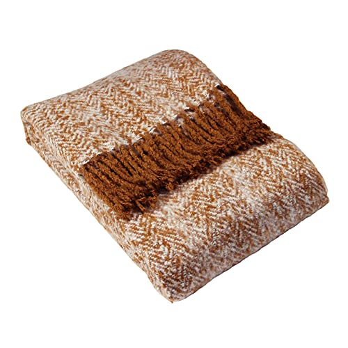 Manta throw Weaver Espiga de acrílico gold de 130x180 cm para sofá 5