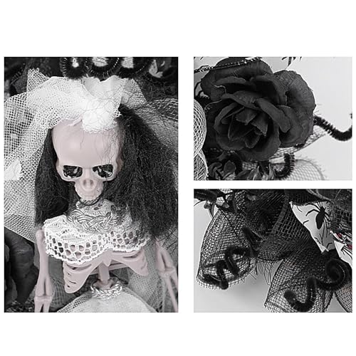 Couronne squelette d'Halloween : installation rapide pour porte extérieure sans effort - 8