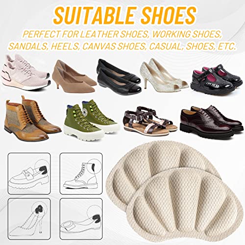 Image of Shoe Heel Inserts, 16 Pcs Mesh Self-Adhesive Heel Cushion Pads for Back of Heel, Heel Cushion Inserts Prevent Shoes Too Big for Women Men, White