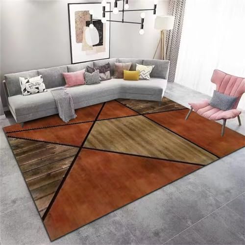 Tapis de sol salon géométrique rétro doux brun 200x300cm - 2