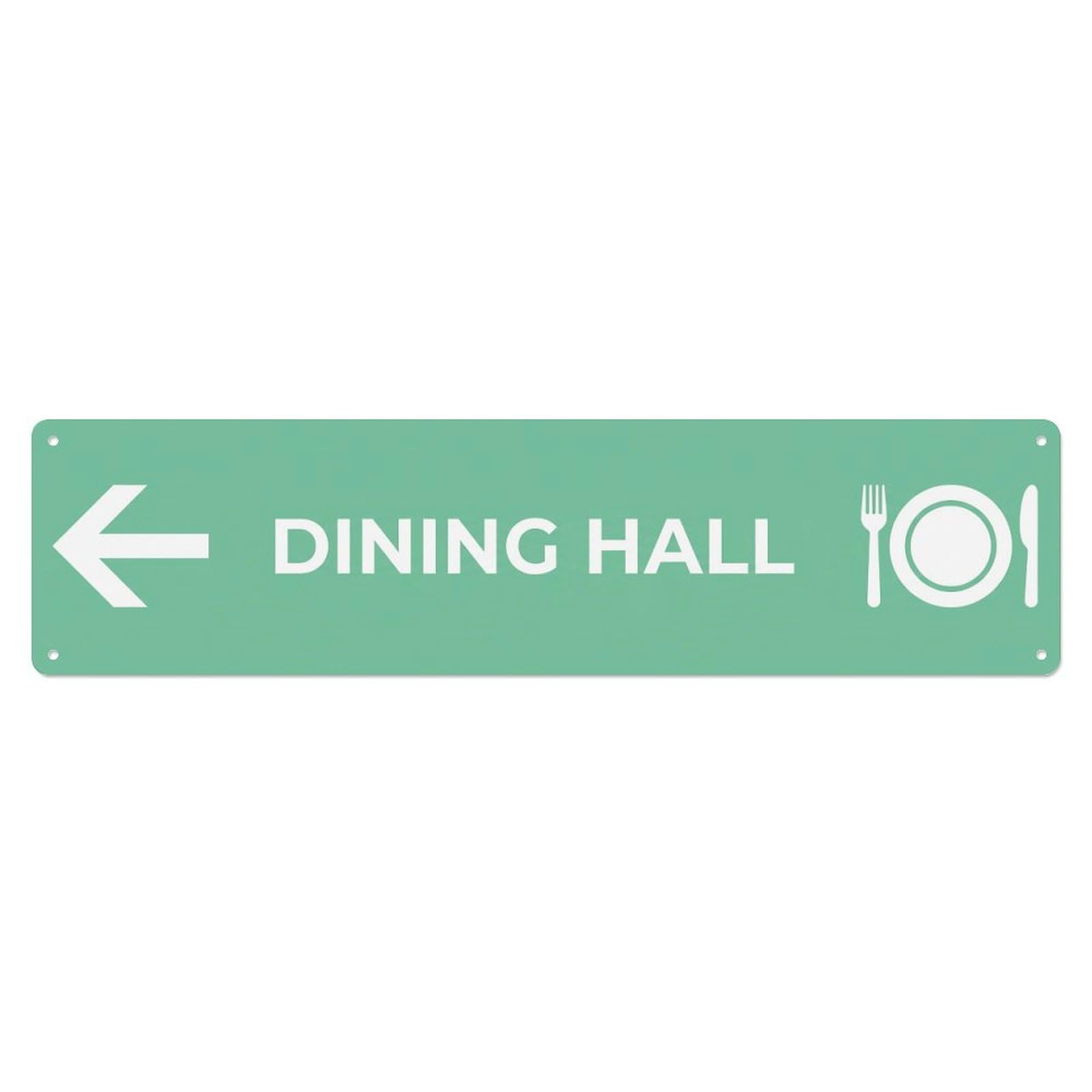 Okahys 4X16inch(10X40cm) Dining Hall Sign Mint White Left Metal Tin Sign