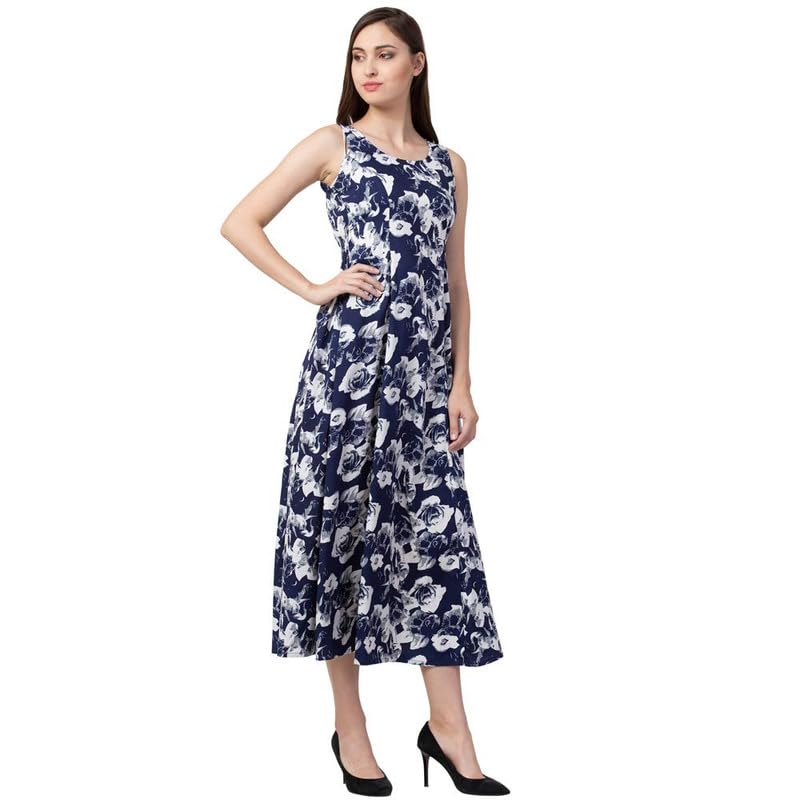Image of PALOMI Floral Print Cut Sleeves Maxi Dress with Pocket for Girls & Women