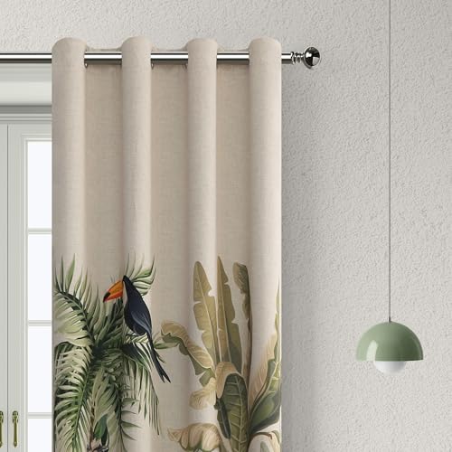 Image of 80% Blackout Curtains for Bedroom, Tropical Plant Window Drapes 102 Inch Length for Living Room, Thermal Insulated Grommet Curtains, 2 Panels
