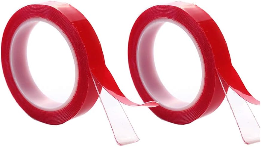 2Pack Super Sticky Double Sided Clear Tape Double Strong Self Adhesive Craft Tape for All Sorts of Craft,School,Office,and Household uses,Car/Cell Phone Repair（3Meter Length x 1mm Thk (5mm)