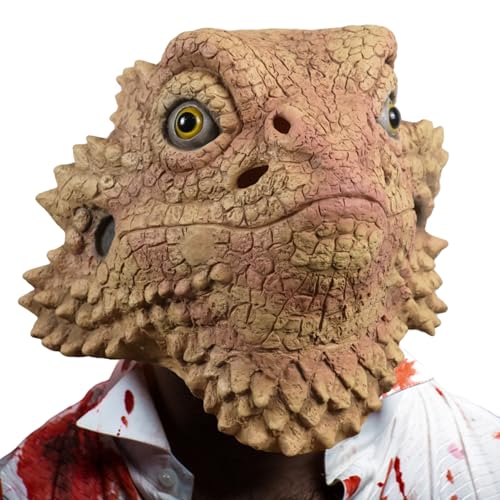 Trrymbbe Masque en lézard désert épineux Lézard Halloween Masque réaliste Latex Animal Coady Costume Halloween Fitend For Adults Animal Masks