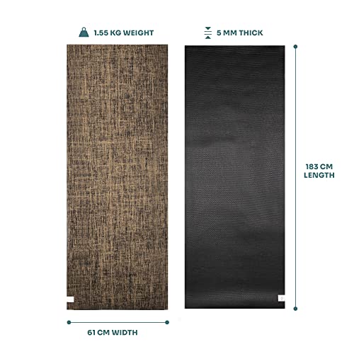 Myga Jute Yoga Mat - High Performance Vegan Floor Exercise Mat - Eco Friendly Biodegradable Yoga Mat with PVC Backing - 72" x 24" - 0.2" Thickness Black by Myga - Image 7