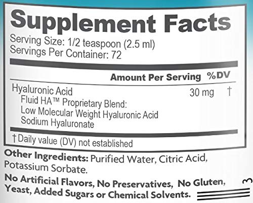 Health Logics Fluid Ha Liquid Hyaluronic Acid | Promotes Healthy Skin Hydration And Joint Lubrication | Vegan Hyaluronic Acid Supplement | 180 Ml #TOP3