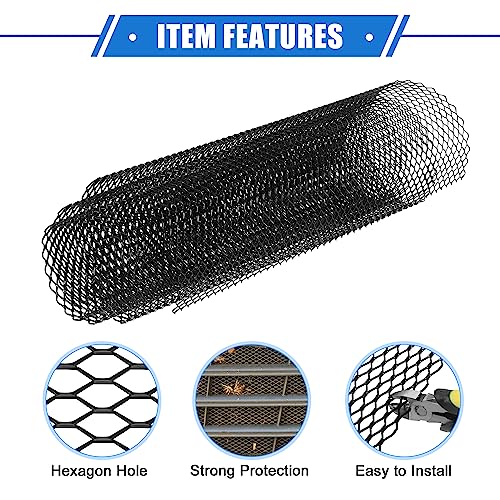Image of Car Grill Mesh, 40x13 Inch 12x6mm Hexagon Hole Car Pickup Truck Grille Mesh Sheet Air Intake Insert Universal for Car Multifunctional Aluminum Alloy Black