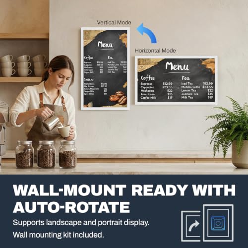 Image of 27 inch Large Digital Picture Frame, 64GB, Anti-Glare Non-Touch, WiFi Wall-Mount Frame for Home /Business, 1920x1080 FHD, Share via App, Email, USB & Micro SD, Remote Included, White