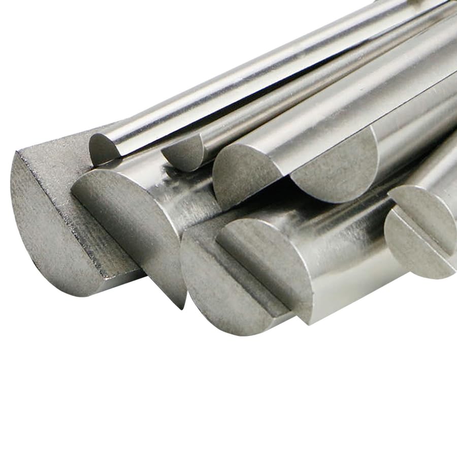 Barra in acciaio inossidabile semicircolare 304 da 19,7 pollici di lunghezza per la lavorazione di parti di alberi semicircolari solidi in metallo fai da te (Silver, 4 Piece/8MMX16MMX50CM)