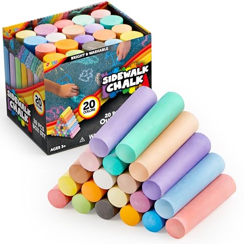 JOYIN 20 PCS Washable Sidewalk Chalks Set in 20 Colors, Non-Toxic...