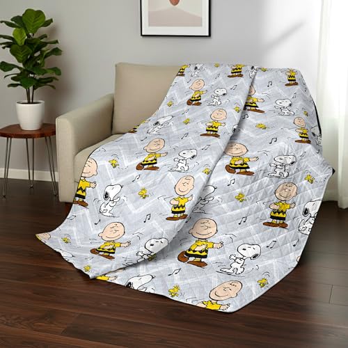 Image of Northwest Peanuts Friends Happy Dance Quilted Throw Blanket 60x80 inches